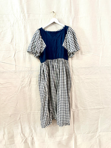 Peony dress in linen and cotton gingham