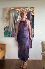 Load image into Gallery viewer, Bias Cut Maxi Slip Dress — Hand-Dyed Textured Cupro in Nebula Violet