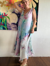 Load image into Gallery viewer, Hand-Dyed Cupro Maxi Dress — Watercolor Abstract, One of a Kind