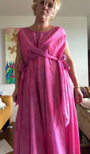 Load image into Gallery viewer, Circle tie dress in fuchsia, full-length standing view