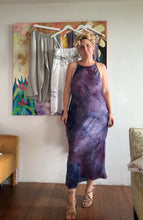 Load image into Gallery viewer, Bias Cut Maxi Slip Dress — Hand-Dyed Textured Cupro in Nebula Violet