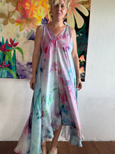 Load image into Gallery viewer, Hand-Dyed Cupro Maxi Dress — Watercolor Abstract, One of a Kind
