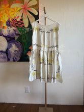 Load image into Gallery viewer, Boxy tank dress with cross stitched yellow and brown flowers 250911