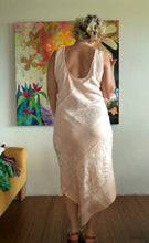 Load image into Gallery viewer, Bias-Cut Pink Brocade Dress — Reconstructed Vintage Tablecloth