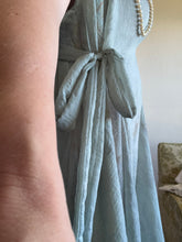 Load image into Gallery viewer, Celadon Mist Circle Tie Dress — Hand-Dyed Cupro with Sparkle Pinstripe, One Size