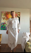 Load image into Gallery viewer, Antique Linen Bias Cut Dress with Cutwork Lace — One of a Kind