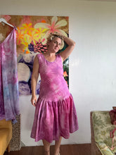 Load image into Gallery viewer, Hand-Dyed Orchid Violet Seersucker Bias Cut Midi Dress