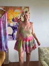 Load image into Gallery viewer, Hand-Dyed Neon Rainbow Seersucker Bias Cut Mini Dress