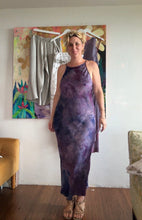 Load image into Gallery viewer, Bias Cut Maxi Slip Dress — Hand-Dyed Textured Cupro in Nebula Violet