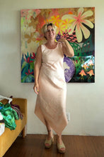 Load image into Gallery viewer, Bias-Cut Pink Brocade Dress — Reconstructed Vintage Tablecloth