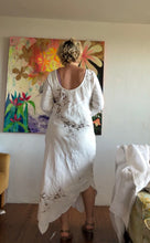 Load image into Gallery viewer, Antique Linen Bias Cut Dress with Cutwork Lace — One of a Kind