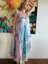 Load image into Gallery viewer, Hand-Dyed Cupro Maxi Dress — Watercolor Abstract, One of a Kind