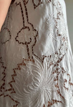 Load image into Gallery viewer, Vintage Tablecloth Tank Dress — Embroidered Linen with Cutwork