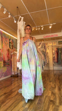 Load image into Gallery viewer, Model posing in hand-dyed cupro maxi dress, hands on hips