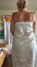 Load image into Gallery viewer, Antique White Embroidered Linen Cutwork Dress — One of a Kind