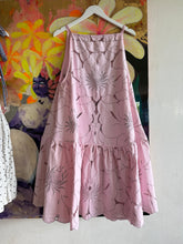 Load image into Gallery viewer, 26123 Pink Cutwork Linen Dress — Vintage Tablecloth, Over-Dyed, One of a Kind