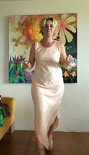 Load image into Gallery viewer, Bias-Cut Pink Brocade Dress — Reconstructed Vintage Tablecloth