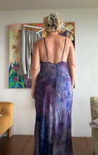 Load image into Gallery viewer, Bias Cut Maxi Slip Dress — Hand-Dyed Textured Cupro in Nebula Violet