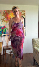 Load image into Gallery viewer, Hand-Dyed Textured Cupro Bias Cut Slip Dress — Crimson &amp; Violet | Size M/L
