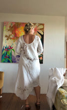 Load image into Gallery viewer, Antique Linen Bias Cut Dress with Cutwork Lace — One of a Kind