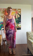Load image into Gallery viewer, Hand-Dyed Textured Cupro Bias Cut Slip Dress — Crimson &amp; Violet | Size M/L