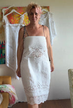 Load image into Gallery viewer, Antique White Embroidered Linen Cutwork Dress — One of a Kind