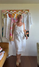 Load image into Gallery viewer, Antique Tablecloth Slip Dress with adjustable straps.  Size M/L