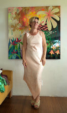 Load image into Gallery viewer, Bias-Cut Pink Brocade Dress — Reconstructed Vintage Tablecloth