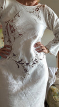 Load image into Gallery viewer, Antique Linen Bias Cut Dress with Cutwork Lace — One of a Kind