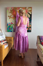 Load image into Gallery viewer, Hand-Dyed Orchid Violet Seersucker Bias Cut Midi Dress