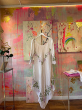 Load image into Gallery viewer, Bias corner dress made from cross stitched linen tablecloth 250934