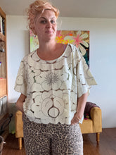 Load image into Gallery viewer, Raglan shirt from cut work tablecloth