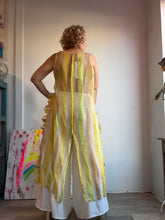 Load image into Gallery viewer, Silk organza stripped dress with ruffle slits