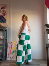 Load image into Gallery viewer, green and white check quit pants