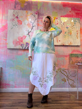 Load image into Gallery viewer, Bias corner dress made from cross stitched linen tablecloth 250934