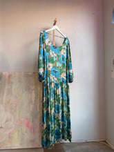 Load image into Gallery viewer, Long sleeve drop waist dress in silk/rayon burnout