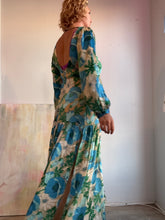 Load image into Gallery viewer, Long sleeve drop waist dress in silk/rayon burnout