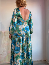 Load image into Gallery viewer, Long sleeve drop waist dress in silk/rayon burnout
