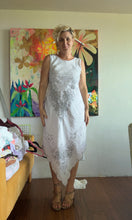 Load image into Gallery viewer, 26195 Vintage Embroidered Tablecloth Bias Cut Dress — One of a Kind
