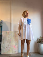 Load image into Gallery viewer, shirt dress with gathered skirt made from vintage materials 25024