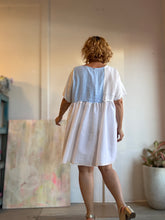 Load image into Gallery viewer, shirt dress with gathered skirt made from vintage materials 25024