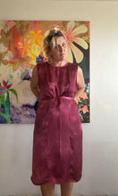 Load image into Gallery viewer, 26216 Hand-Dyed Satin Cupro Wrap Dress —wine