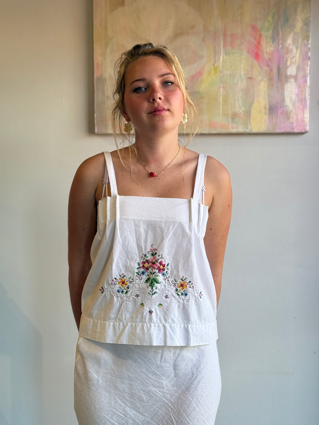 pillowcase tank top with embroidery 25010