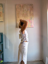 Load image into Gallery viewer, crane tank made from vintage table runner 25001