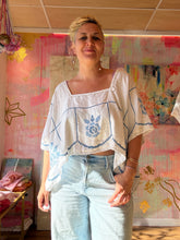 Load image into Gallery viewer, sqaure neck top with blue embroidery 26016
