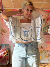 Load image into Gallery viewer, sqaure neck top with blue embroidery 26016