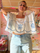 Load image into Gallery viewer, sqaure neck top with blue embroidery 26016