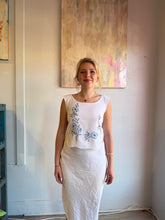 Load image into Gallery viewer, embroidered blue flower tank