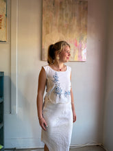 Load image into Gallery viewer, embroidered blue flower tank