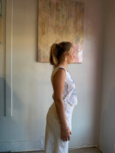 Load image into Gallery viewer, embroidered blue flower tank